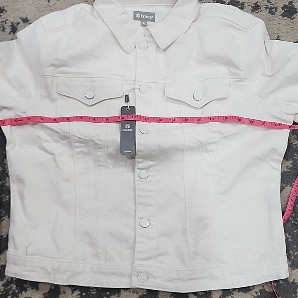Tractr Loretta Denim Jacket Womens XL NWT White - Picture 5 of 6